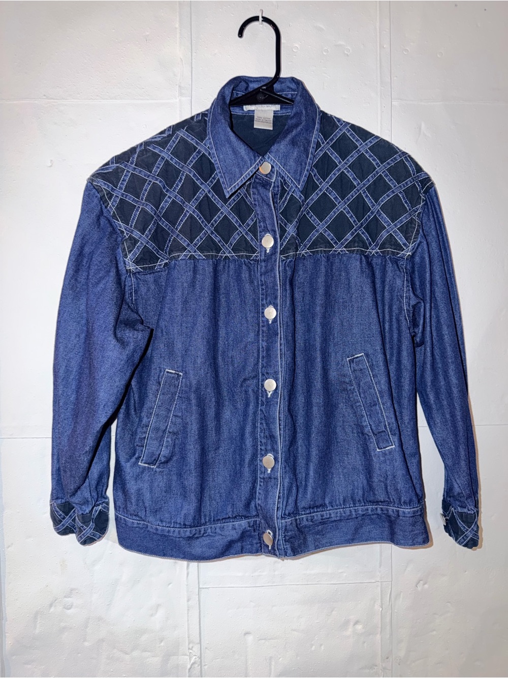 VTG 90s EURO JOY Classic Denim Jacket with Quilted Yoke - Blue 100% Cotton